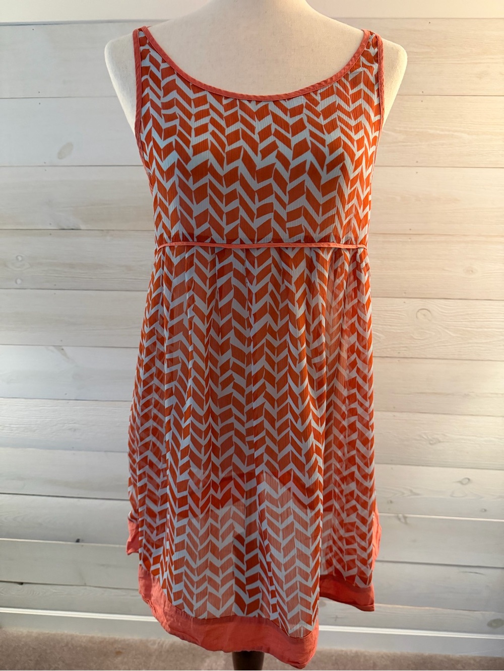 Lux Orange and White Chevron Sleeveless Tunic Top